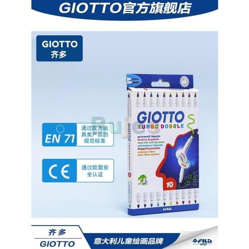 Giotto Turbo Dobble, Fine Tip Pens, Box of 10, Intense Vibrant Colours Misc,non-toxic,Water-based Ink,Washable,Art Supplies
