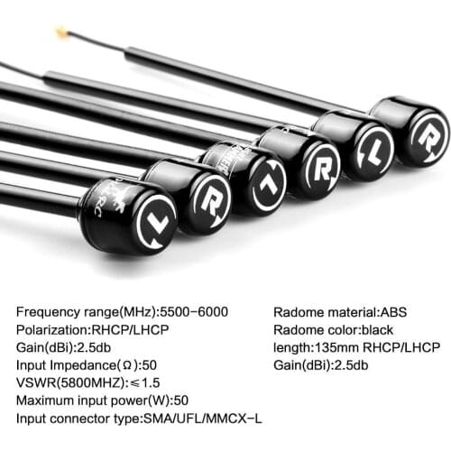 HGLRC Long Range Hammer Mini RHCP LHCP 2.5dBi Super Mini 5.8G Antenna 135mm for DJI Digital FPV Racing Long Range Drones DIY