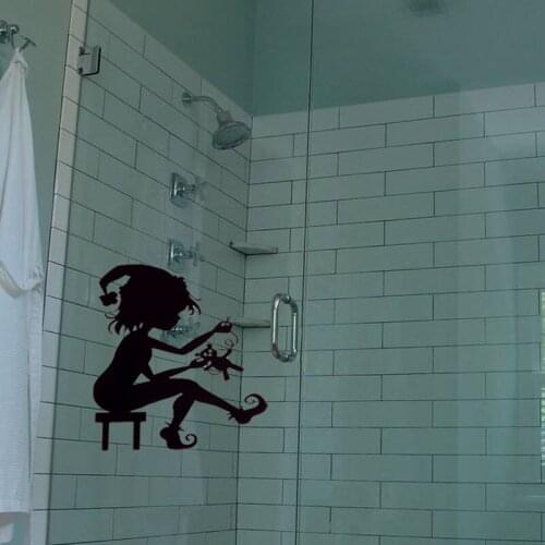 Cute Girl Vinyl Decals Stickers Glass Bathroom Stickers A40002