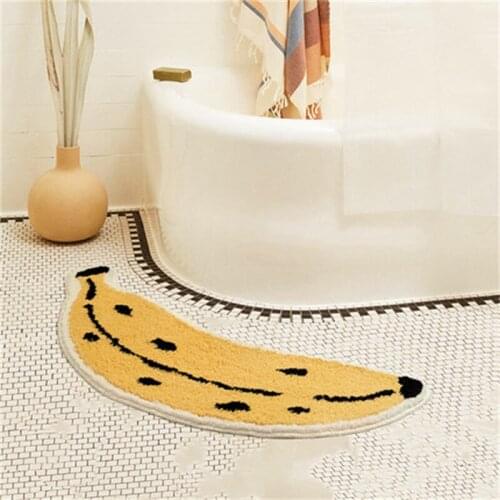 Cartoon Fruit Bathroom Mat Soft Fluffy Banana Shape Anti Slip Bathmat Bed Room Floor Foot Pad Kids Room Nursery Home Decor Mats