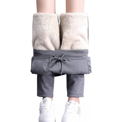 New Womens Autumn Winter Cashmere Thickened Pants Plush Warm Outer Sports Pants Large Loose Casual Cotton Pants