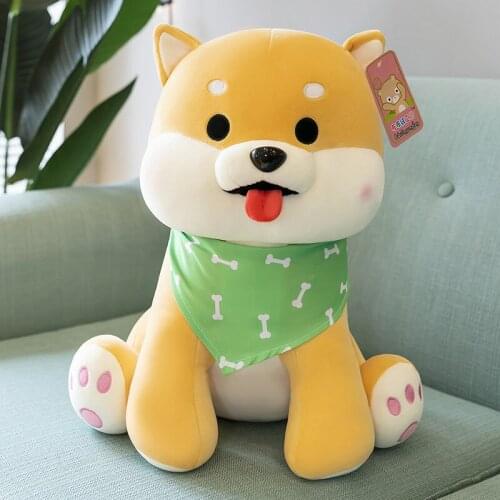 New Kawaii Doll Scarf Shiba Inu Dog Series Lovely Soft Stuffed Plush Puppy Toy Pillow for Children Baby Girls Birthday Gifts
