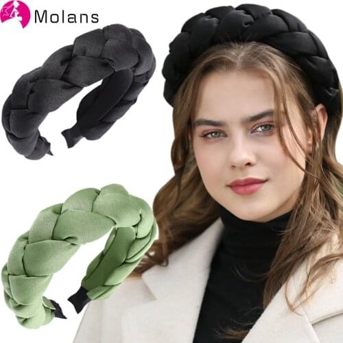 MOLANS Solid Padded Braids Headbands Silk Faille All Over Twist Detailing Hairbands Elegant Girls Giselle Braided Headbands