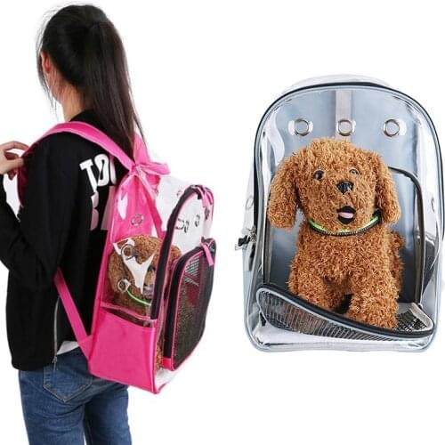 Dog Carrier Bag Portable Cats Handbag Adjustable Transparent Travel Pet Bag Puppy Carrying Mesh Shoulders Backpack Pet