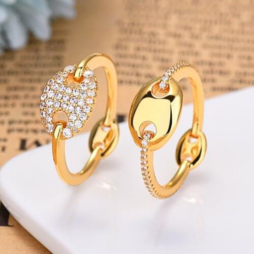 Simple Punk Gold Oval Metal Rings For Women Girls Fashion Zircon Steampunk Rings Gift 2021 Female Jewelry Party Zk40