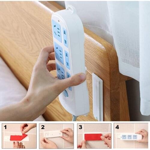 Self Adhesive Power Strip Holder Fixator Punch Free Wall Mounted Desktop Socket Cable Organizer Holder Reusable Outlet Adapter