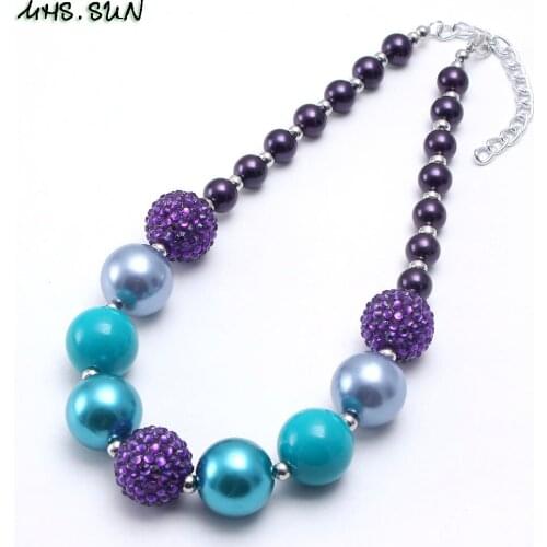 MHS.SUN Fashion Design Kids Chunky Beads Necklace Baby Child Chunky Bubblegum Pearl Beads Necklace For Party Gift Jewelry 1Pcs