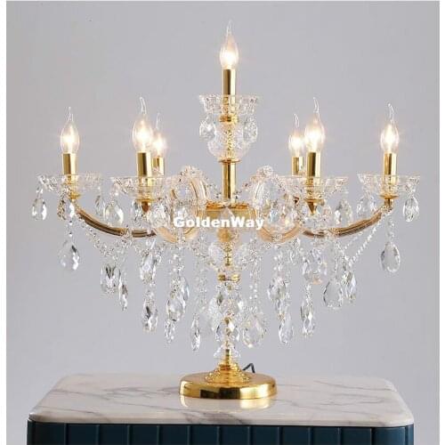 Modern Maria Theresa Crystal Table Light Lighting Modern Table Lamp Golden Floor Lamp Lighting 7L D70cm H60cm AC Home Decoration