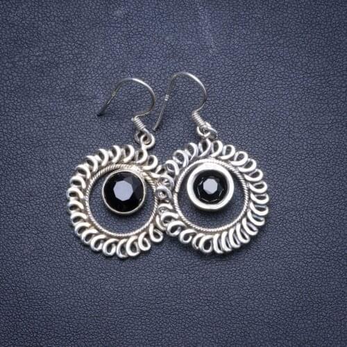 Natural Black Onyx Handmade Unique 925 Sterling Silver Earrings 1.75" X4168