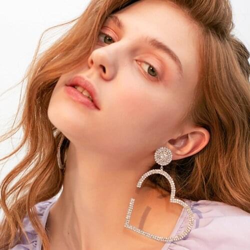 Women Big Heart Earrings Hiphop Crystal Heart Earrings for Women Hyperbole Jewelry Show Female Brincos Rock Bijoux 2020