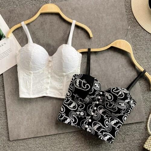 Women Lace Fashion Nightclub Sleeveless Dance Performance Vest High Street Sexy Bustier 2021Tops