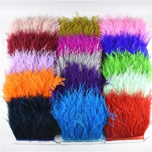 1Meters/Lot Ostrich Feather Trim Width 10-15cm White Ostrich Feathers for Crafts Fringe Trims Plumas Carnaval Decoration Decor