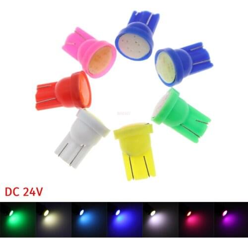 10pcs T10 COB W5W Car Interior LED Wedge Door Instrument Side Bulb License Plate Lamp 7-Colors Source DC 24V led lights for car