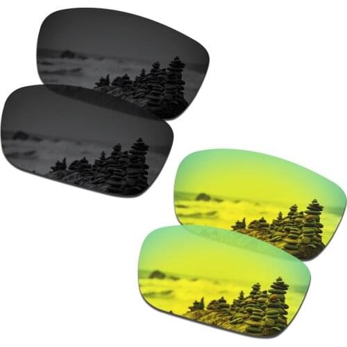 SmartVLT 2 Pairs Polarized Sunglasses Replacement Lenses for Oakley Drop Point Stealth Black and 24K Gold