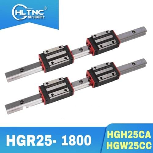 25MM LINEAR rails HGR25-1800mm 2 pcs +4 pcs Square type carriage bearing block HGH25CA/HGW25CC FOR CNC