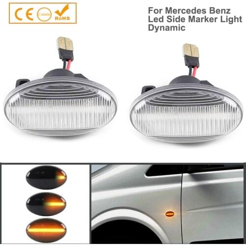 2x Dynamic LED Turn Signal Lights Side Marker Car Accessories for Mercedes-Benz Smart 450 & Benz W639 W168 W447