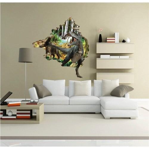 3D broken wall Jungle dinosaur wall sticker home decor living room bedroom floor decal mural Removable decorative pvc material