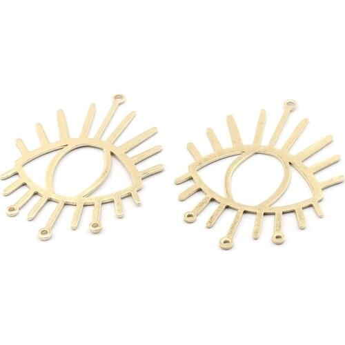 6pcs Earring Brass Eye Shaped Charms Coonnector Pendant For DIY Hanging Earrings Jewelry Findings Making 51x38mm
