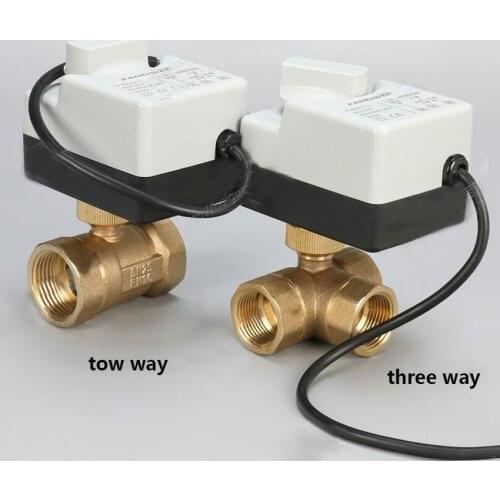 AC220V DN15(G 1/2") to DN 50(G 2") 2 way 3 wires brass motorized ball valve/electric actuator motor with manual switch function