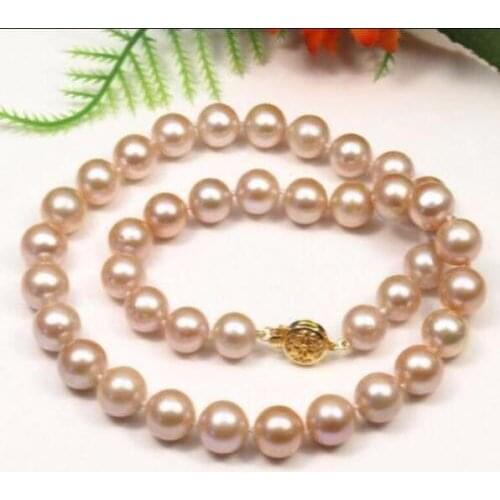 Ashion 10-11MM natural Pink south sea pearl necklace 18" yellow sunflower >>>girls for women jewerly Free shipping