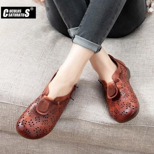 Cuculus 2020 Autumn Women Flats Genuine Leather Shoes Slip On Ballet Flats Ballerines Flats Woman Flat Loafers Walking Shoes