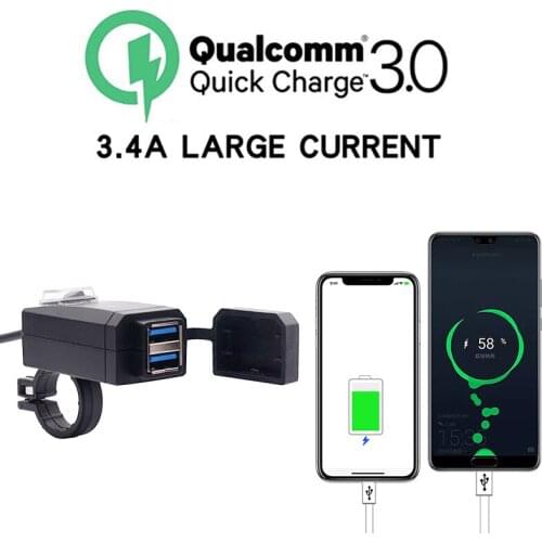 Dual USB Quick Change 3.0 12V Power Supply Waterproof QC3.0 USB Motorcycle Charger Adapter Universal Charge for Tablet Phone