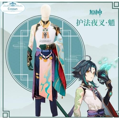 COSSUN Anime! Genshin Impact Xiao Game Suit Gorgeous Antiquities Uniform Cosplay Costume Halloween Carnival Party Outfit
