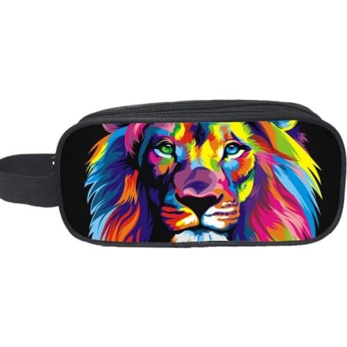 Child new double-layer pencil case cartoon lion pencil Pen Bag Pen Pouch School Office Stationery Supplies Gift for Student