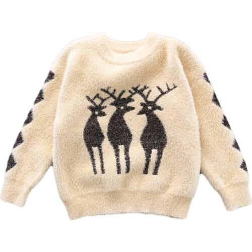 2-7 Y Winter Baby Knitting Coat Tops Baby Boys Girls Warm Long Sleeve Sweaters 2021 Autumn Childrens Clothing Elk Kids Sweater