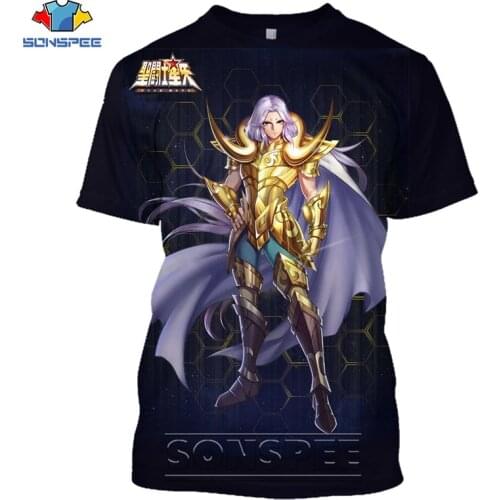 Anime Saint Seiya Series T Shirt Men Women 3D Print Graphics Golden Fashion T Shirt Cartoons Streetwear Casual Summer Tops Tees