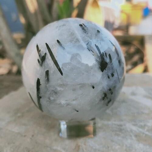 Crystal Ball Natural black Rutilated Quartz ball Black hair crystal sphere Healing
