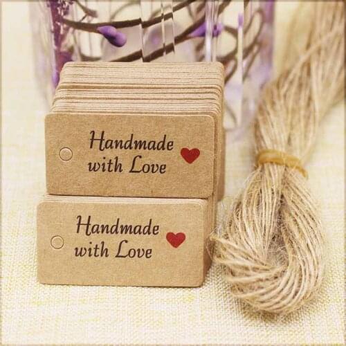 4x2cm 100pcs Kraft Lovely Gift Tags DIY retangular shape Handmade label tag cookies bakery favors decoration party suppiles