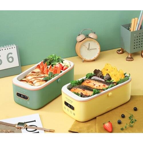 300W Electric Lunch Box Smart Appointment Rice Cooker Pot Mini Multicooker Ceramic Liner Water-free with Digital Display 1L