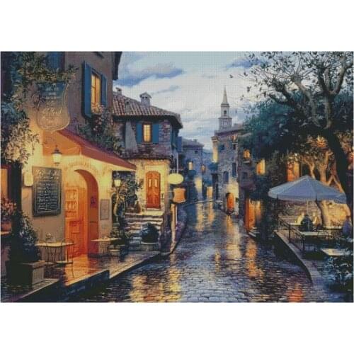 Hot Embroidery Scenery of Street Cross Stitch Pattern Generator Online Free with 100% Cotton Floss &Free Shipping for Wall Decor