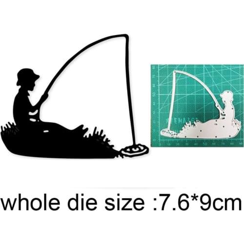 Boy Fishing Metal Cutting Dies Stencils dies for DIY Scrapbooking dies Decoration Album Paper Craft dies Embossing Die Cuts 2021