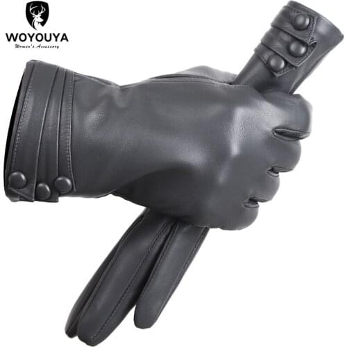 Fashion sheepskin Genuine Leather Gloves multicolor leather gloves winter Keep warm womens leather gloves-2006