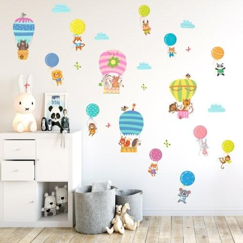 Cartoon clouds hot-air balloon wall sticker bedroom childrens room nursery wall stickers decorative background