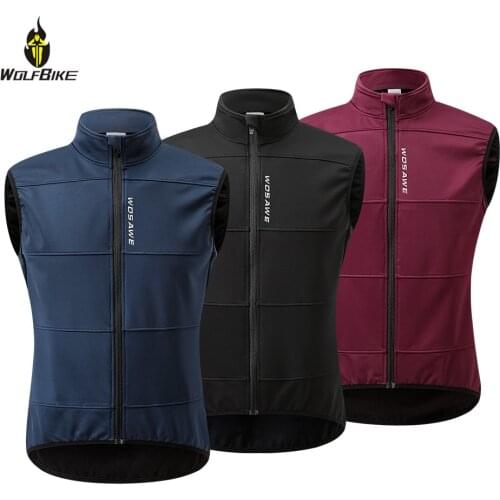 WOSAWE Sleeveless Mens Cycling Jacket Windproof Thermal Fleece Autumn Winter Running Riding Windbreaker Road MTB Bike Wind Coat