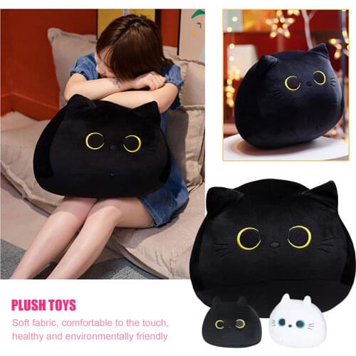 Cartoon Cat Shaped Soft Plush Pillows Black Animal Crystal Flannel Stuffed Toys Doll Girl Valentine Day Birthday Gifts