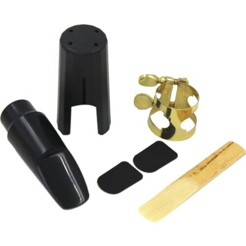Soprano Sax Saxophone Mouthpiece Plastic with Cap Metal Buckle Reed Mouthpiece Patches Pads Cushions