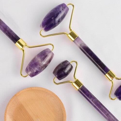 Natural amethyst Face Massage Roller Practical Jade Facial Anti Wrinkle Body Head Portable Nature Beauty Health Care Tools