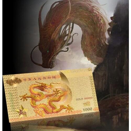 WR New 1000 Hong Kong Gold Foil Banknotes Chinese Dragon with Security Fake Money Paper Bill for Bussiness Gift Dropshipping
