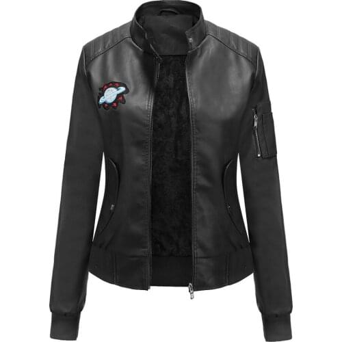 2020 New Womens Baseball Uniform Plus Velvet Women Jacket Autumn And Winter Leather Clothing Trend Short Coat Motorcycle Jacket