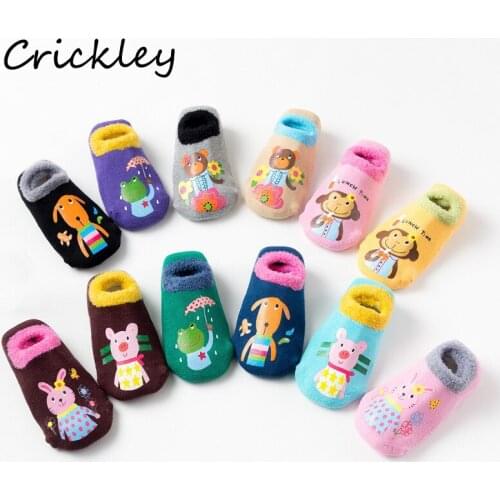Autumn Winter Warm Cartoon Kids Socks Cute Animals Baby Boys Girls Floor Socks Rubber Non Slip Toddler Children Indoor Socks