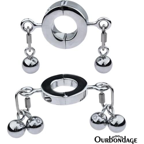Ourbondage 2 Size and 2 Size Alloy Ball Stretcher Scrotum Pendant Restraint Ball Weighter Traning For Men Gay Sex Toy