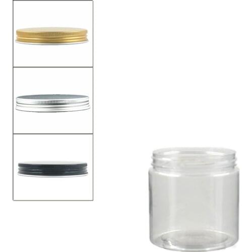 10pcs/Lot 200ml Clear Round Pet Jar Bottle Container With Sliver/Gold Aluminium Cap W/Pe Liner,Plastic Container, Packaging