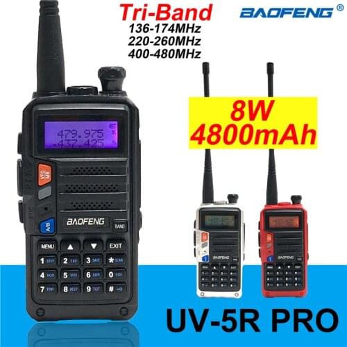 Baofeng Walkie Talkie UV-5R Pro Tri-Band 8W High Power 2 Way Radio Portable Ham Radios HF Transceiver UV-5R Update Version 2021