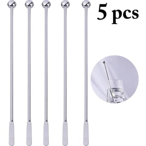 5Pcs 19cm Stainless Steel Creative Mixing Cocktail Stirrers Sticks for Wedding Party Bar Swizzle Drink Mixer Bar Muddler