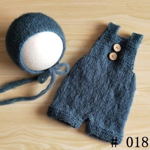 Handcraft Baby hand Knit Mohair Bonnet & pants on Baby Shower Gift Baby Photography Props