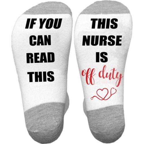 Unisex Funny Words Letter Crew Socks If You Can Read This Nurse Teacher Hosiery XX9D